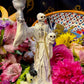 Santa Muerte Blanca Chalice & Black Cat Statue + Sterling Silver + Baptized + Fixed + Made in Mexico + Gato Negro