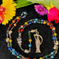 Santa Muerte Siete Colores Rosary + Blessed + Gemstone + Siete Potencias + All-Purpose + Love + Money + Luck + Sterling Silver Plated Chain
