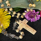 Santa Muerte Rosary with Bone Beads & Cross + Hueso + Blessed + Sterling Silver Plated Chain + Handcrafted + Rosario