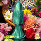 Santa Muerte Verde Statue with Dress + Green + Money + Legal Issues + Justice + Baptized + Fixed + Made in Mexico + 24K Gold Leaf on Scythe