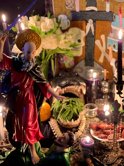 Baron del Cementerio Hand-Carved Candle + Reversing + Baron of the Cemetery + San Elias + Saint Elijah + Revocacion + Revocation