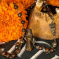 Santa Muerte Marron Rosary with Bone Beads + Brown + Necromancy + Blessed + Sterling Silver Plated Chain + Handcrafted + Rosario