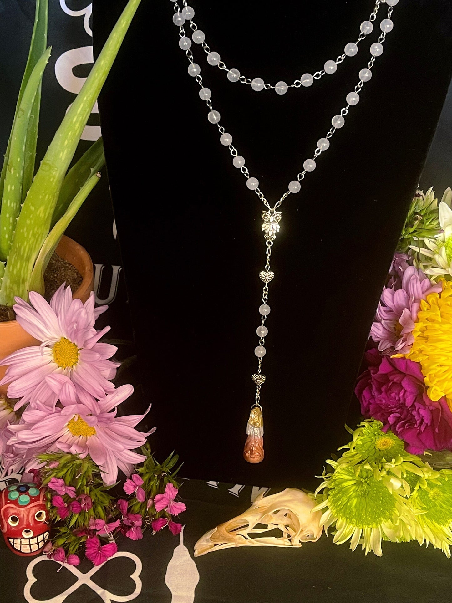 Santa Muerte Tres Metales Rosary + Blessed Dorada + Plata + Cobre + Gold + Prosperity + Sterling Silver Plated Chain + Handcrafted + Rosario