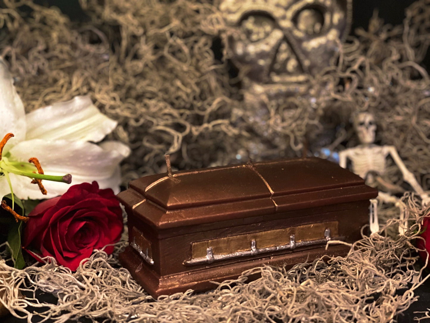 Large Coffin Candle with Three Wicks + Death to Negative Habits + Overcome Enemies + Shadow Work + Bury Sorrow + Destroy Evil + Hex Breaker