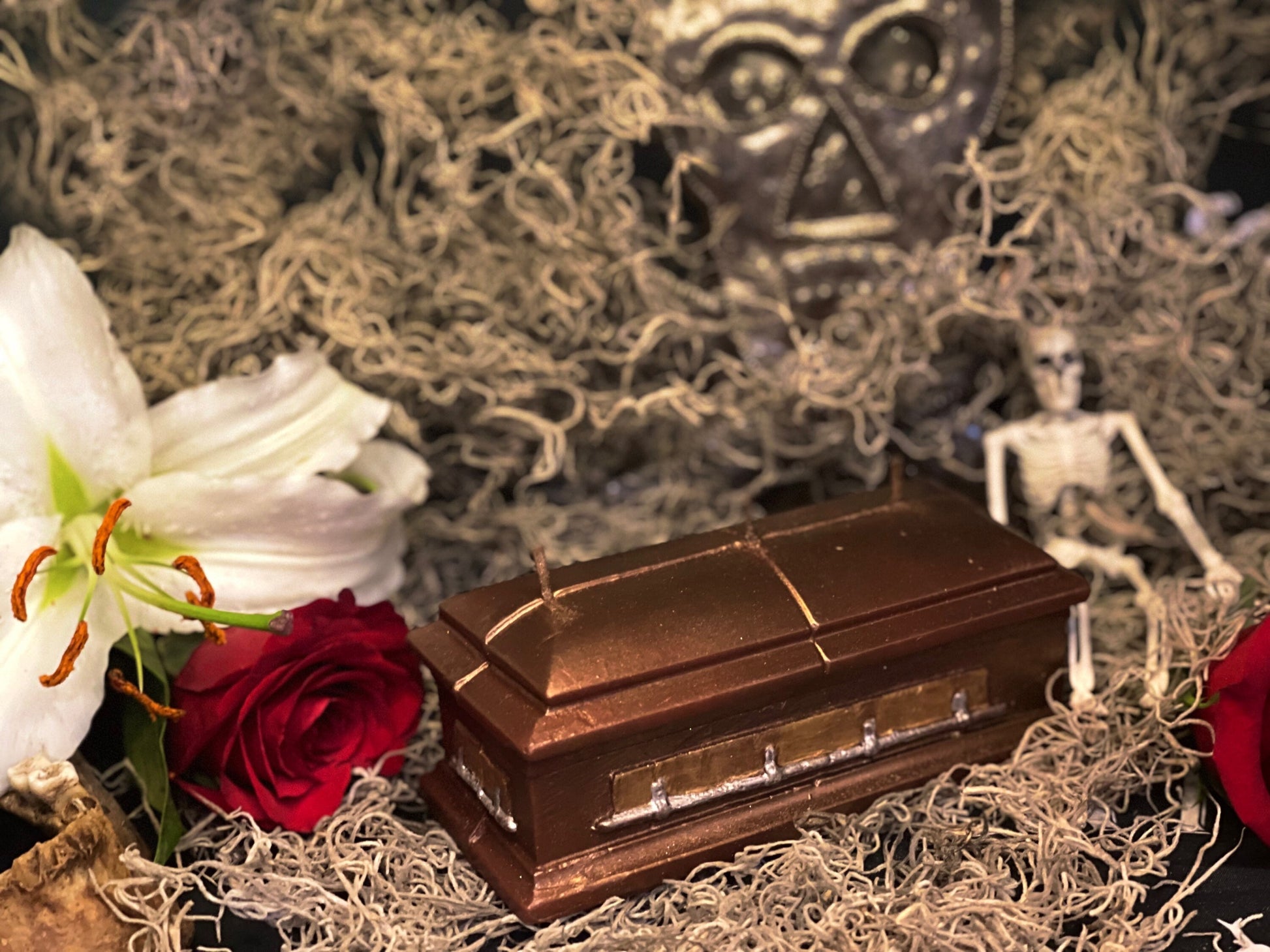 Large Coffin Candle with Three Wicks + Death to Negative Habits + Overcome Enemies + Shadow Work + Bury Sorrow + Destroy Evil + Hex Breaker