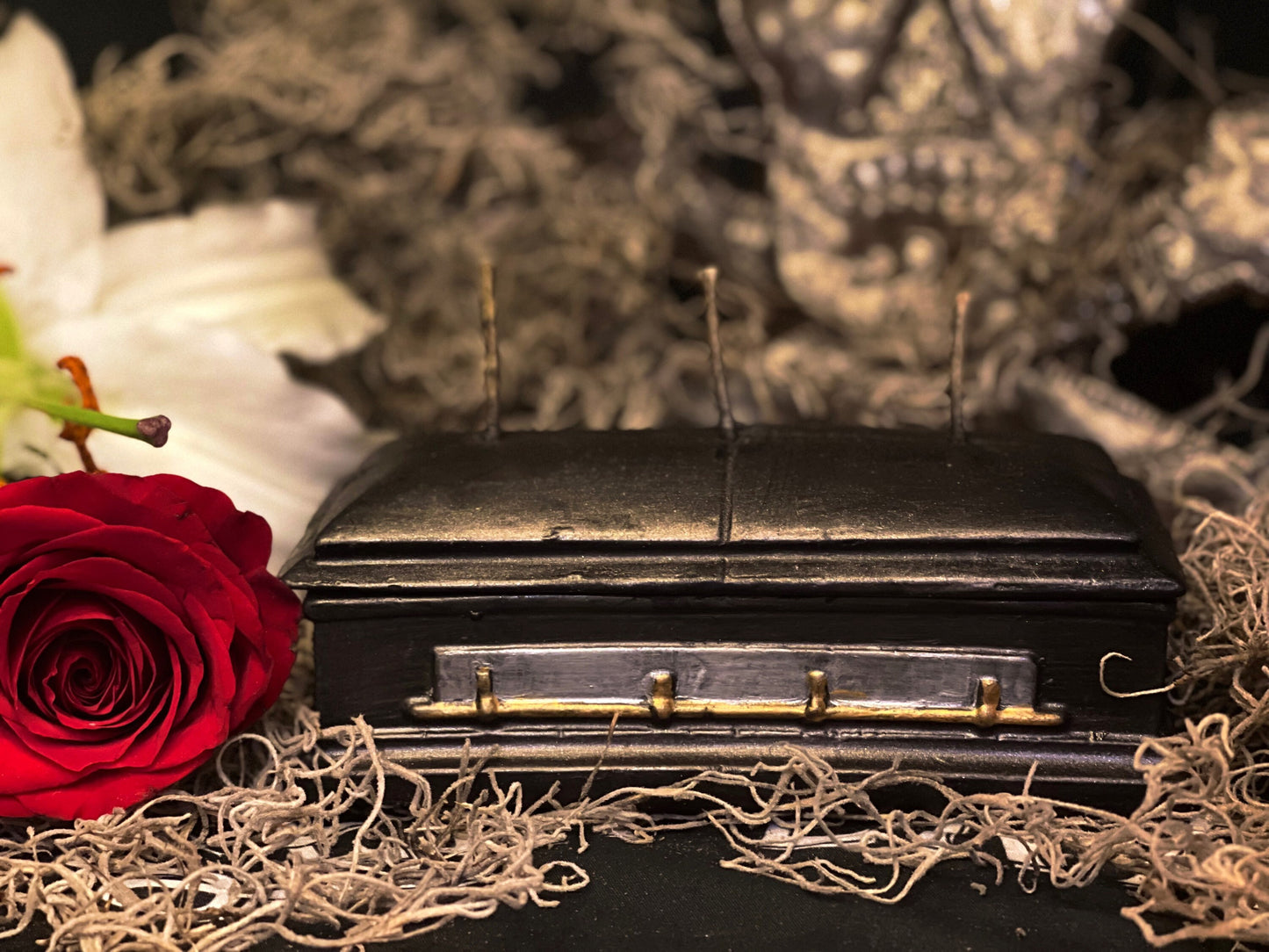 Large Coffin Candle with Three Wicks + Death to Negative Habits + Overcome Enemies + Shadow Work + Bury Sorrow + Destroy Evil + Hex Breaker