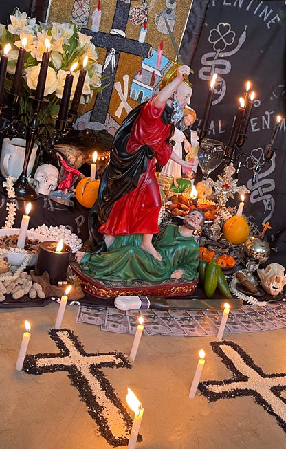 Baron del Cementerio Hand-Carved Candle + Reversing + Baron of the Cemetery + San Elias + Saint Elijah + Revocacion + Revocation