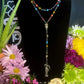 Santa Muerte Siete Colores Rosary + Blessed + Gemstone + Siete Potencias + All-Purpose + Love + Money + Luck + Sterling Silver Plated Chain