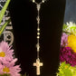 Santa Muerte Rosary with Bone Beads & Cross + Blessed + Sterling Silver Plated Chain + Handcrafted + Rosario