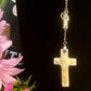 Santa Muerte Rosary with Bone Beads & Cross + Blessed + Sterling Silver Plated Chain + Handcrafted + Rosario