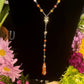 Santa Muerte Naranja Rosary + Orange Agate + Blessed + Sterling Silver Plated Chain + Rosario + Gemstone