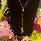 Santa Muerte Roja Rosary + Carnelian + Handcrafted + Gemstone + Sterling Silver Plated Chain + Rosario