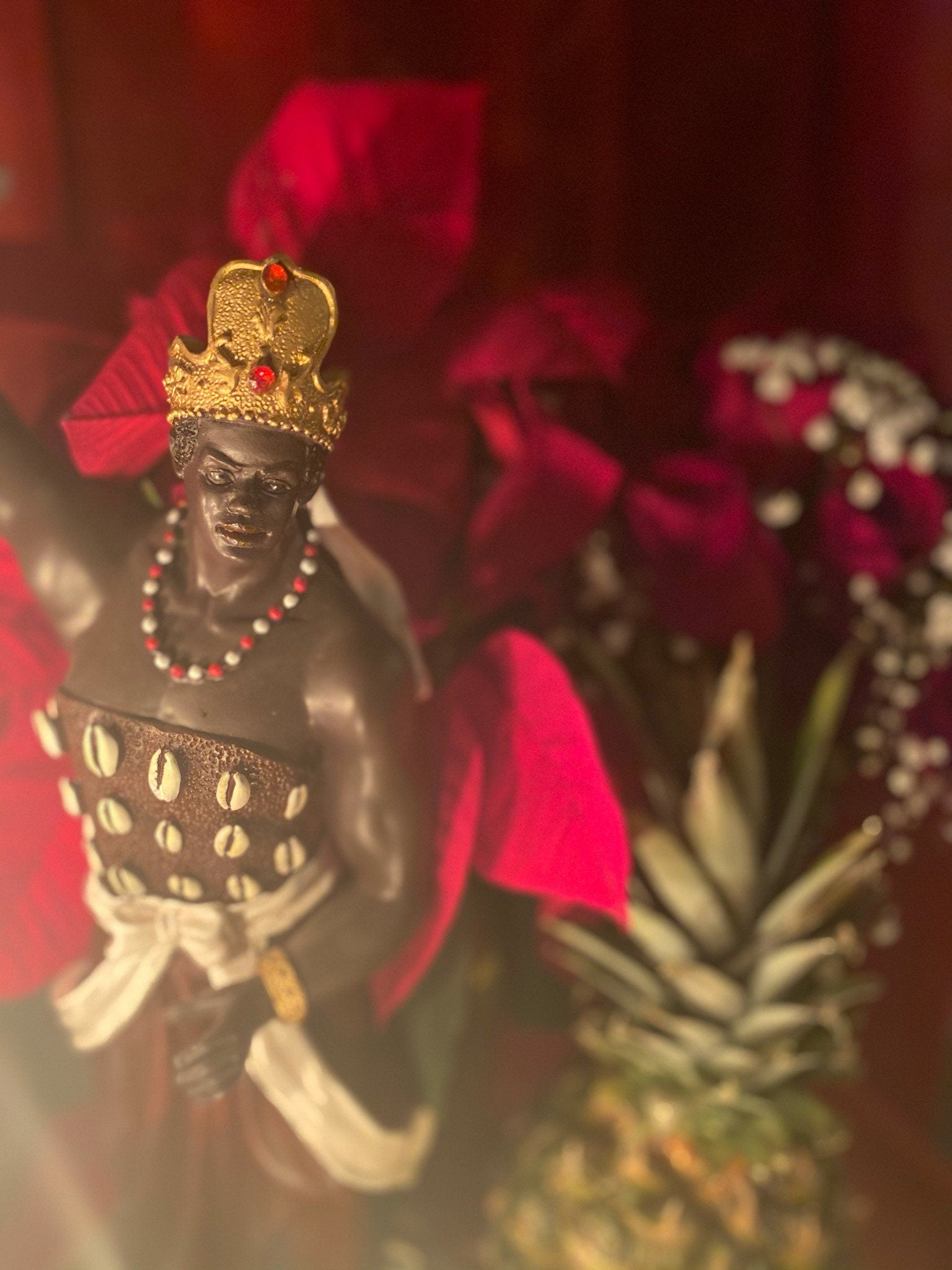 Chango Macho Protection & Abundance Hand-Carved Candle + Shango + Saint Barbara + 24K Gold + Sango + Xango