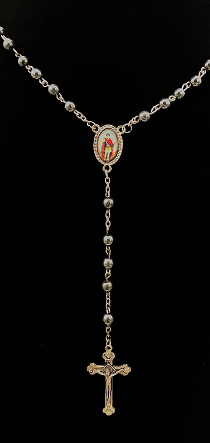 Saint Expedite Blessed Rosary + Hematite + San Expedito + Expeditus + Fast Luck + Money + Quick Results + Rosario