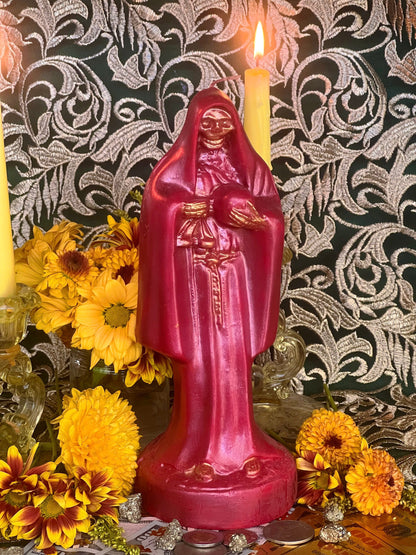 Santa Muerte Roja Candle + Blessed + 24K Gold