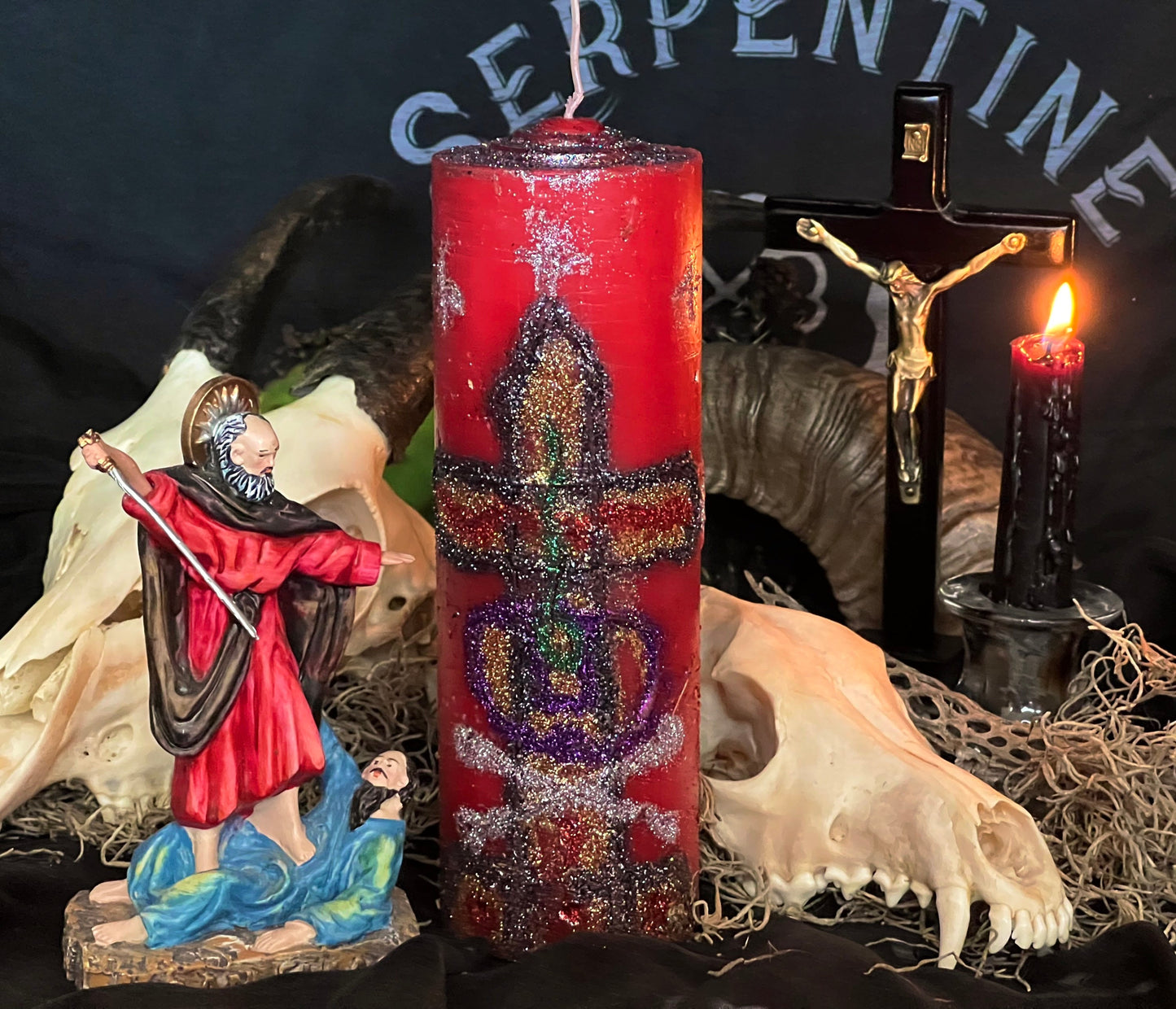 Baron del Cementerio Hand-Carved Candle + Reversing + Baron of the Cemetery + San Elias + Saint Elijah + Revocacion + Revocation