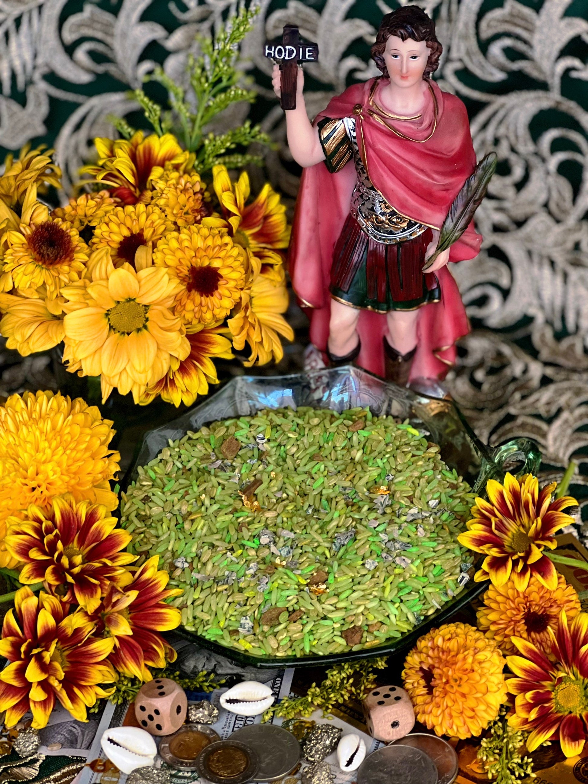 Papa Gede Limbo Money Rice + 24K Gold + Saint Expedite + San Expedito + Expeditus + Fast Luck + Money + Protection