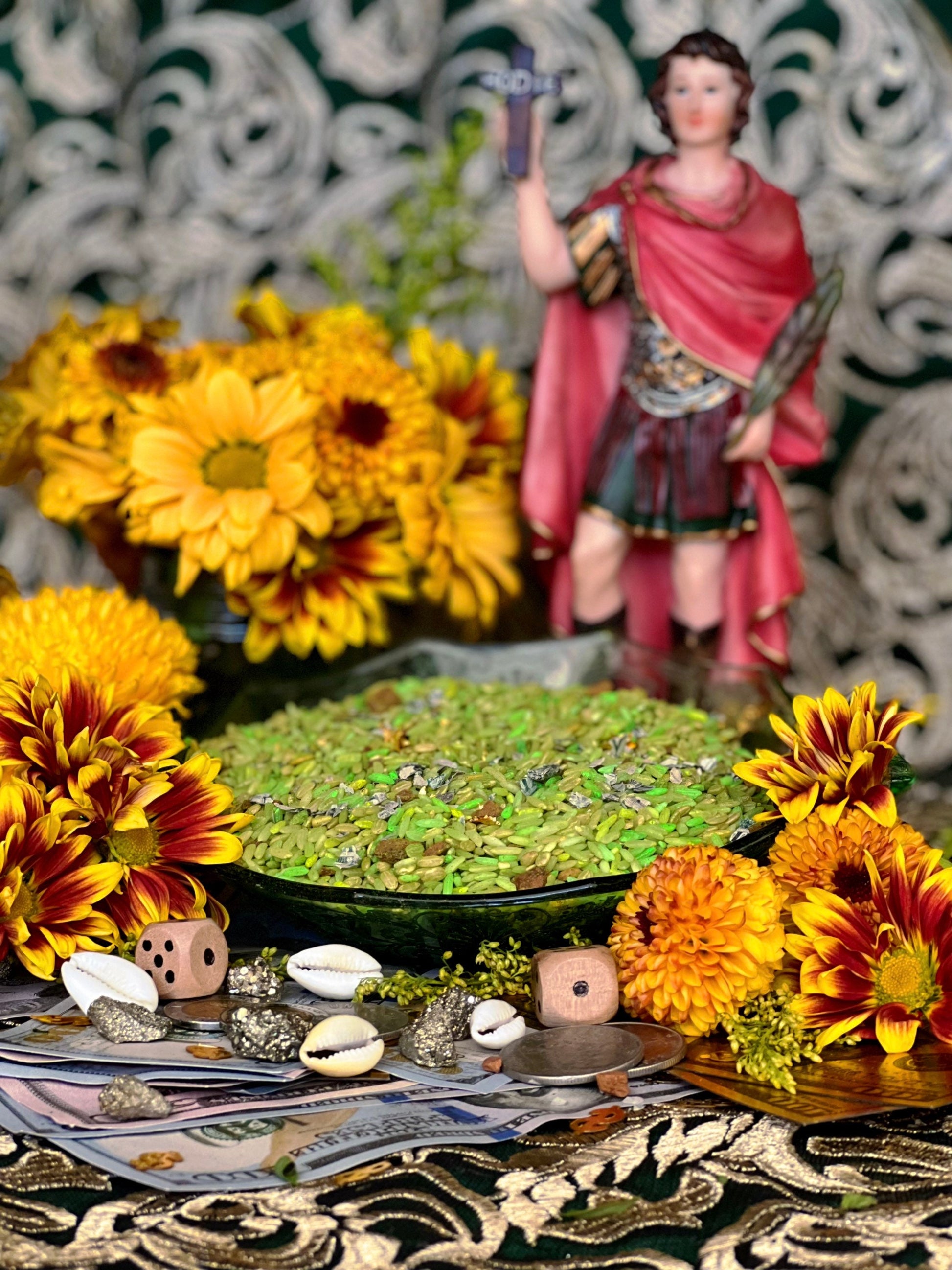 Papa Gede Limbo Money Rice + 24K Gold + Saint Expedite + San Expedito + Expeditus + Fast Luck + Money + Protection