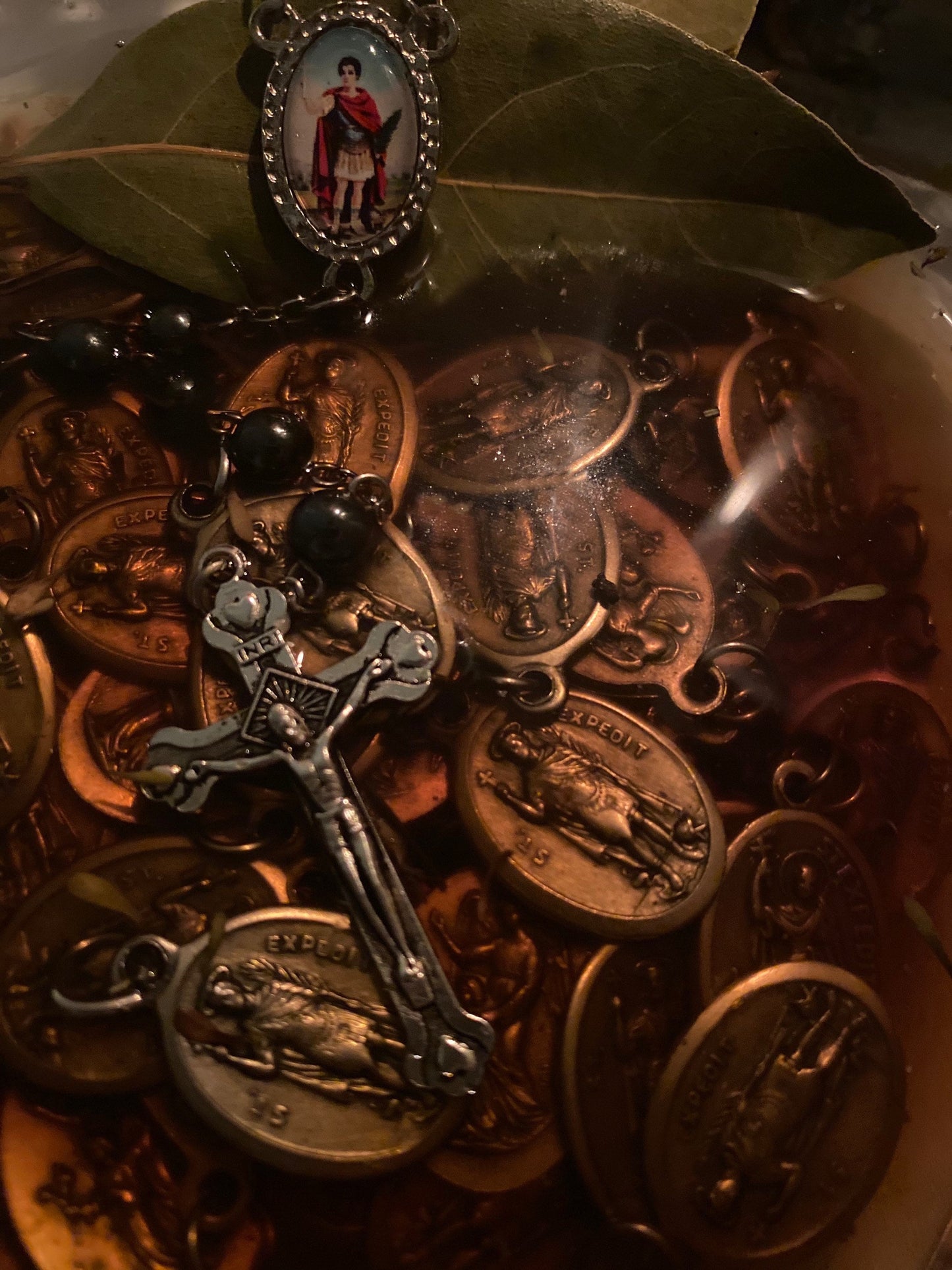 Saint Expedite Blessed Rosary + Hematite + Sterling Silver Plated + San Expedito + Expeditus + Fast Luck + Money