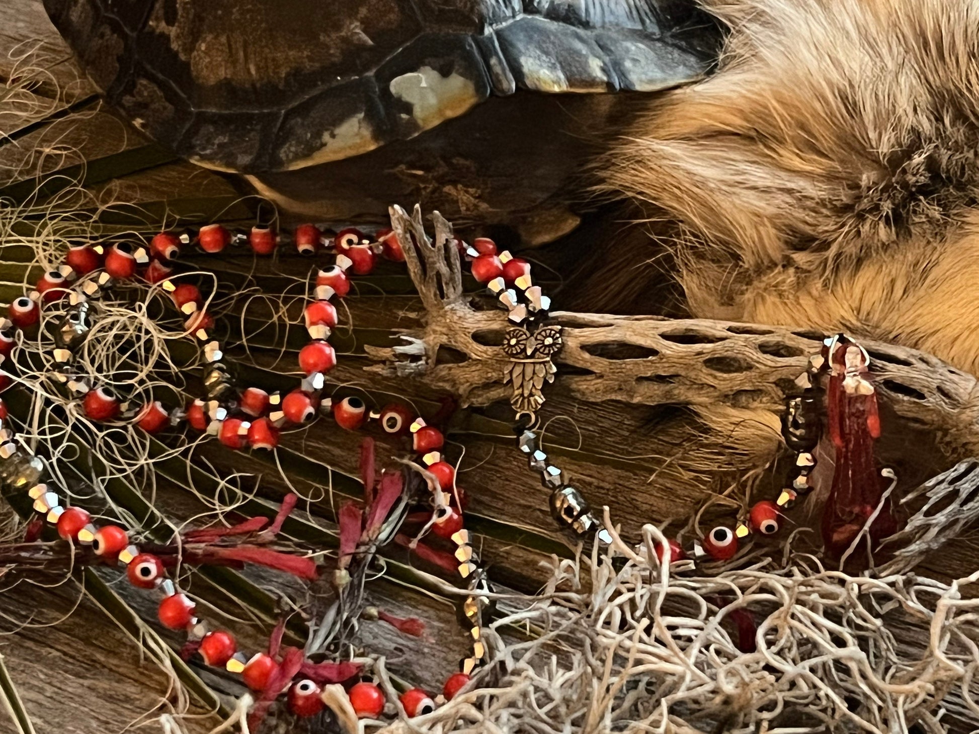 Santa Muerte Roja Evil Eye Rosary de Hilo + Love + Passion + Domination + Money + Handcrafted + Rosario