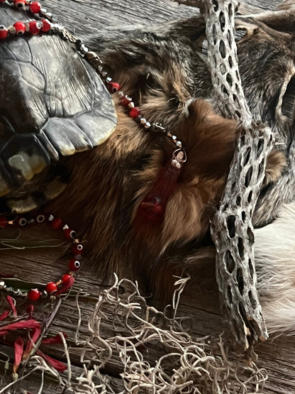 Santa Muerte Roja Evil Eye Rosary de Hilo + Love + Passion + Domination + Money + Handcrafted + Rosario