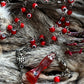 Santa Muerte Roja Evil Eye Rosary + Love + Passion + Domination + Money + Sterling Silver Plated Chain + Handcrafted + Rosario