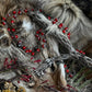 Santa Muerte Roja Evil Eye Rosary + Love + Passion + Domination + Money + Sterling Silver Plated Chain + Handcrafted + Rosario