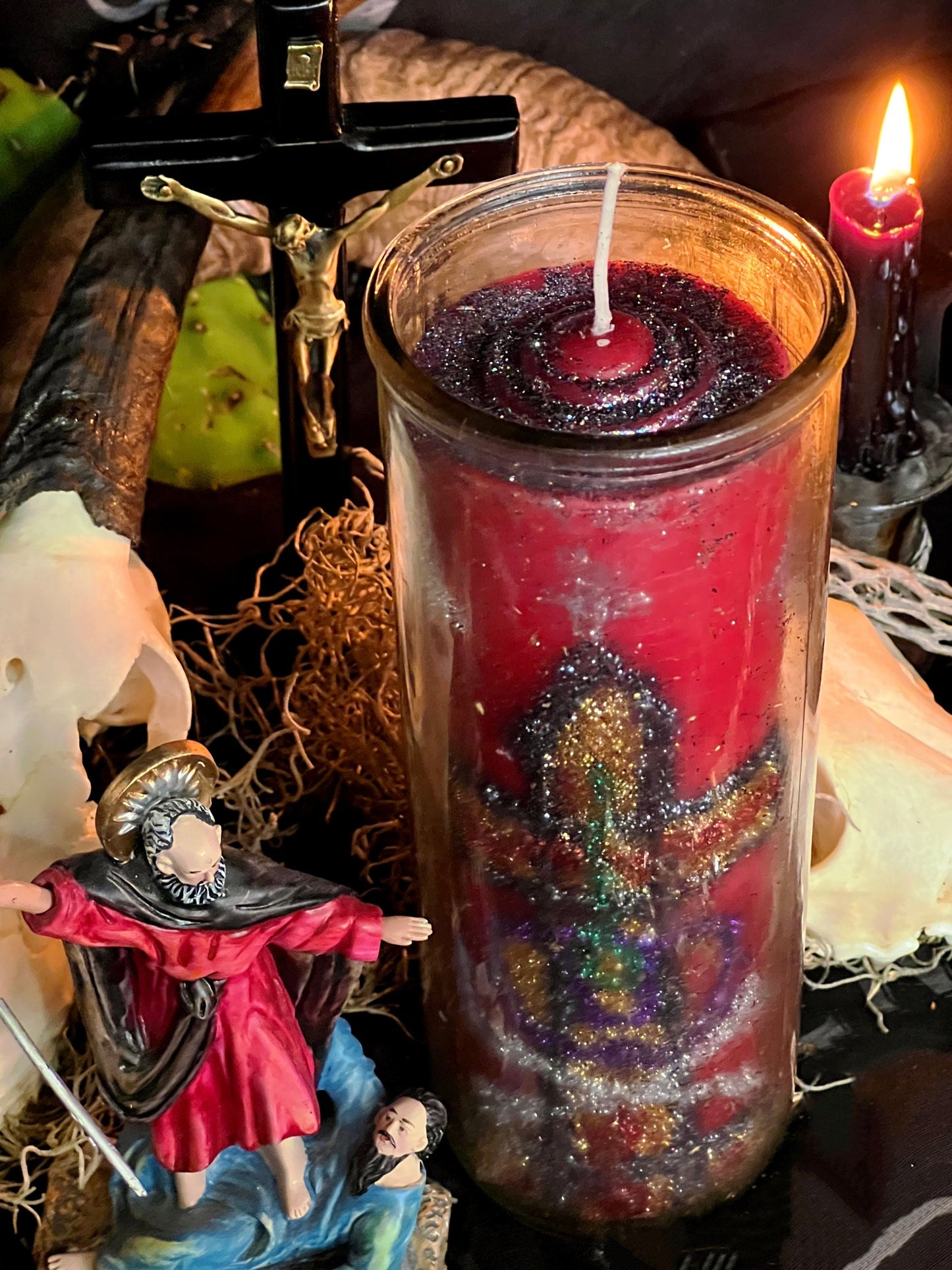 Baron del Cementerio Hand-Carved Candle + Reversing + Baron of the Cemetery + San Elias + Saint Elijah + Revocacion + Revocation