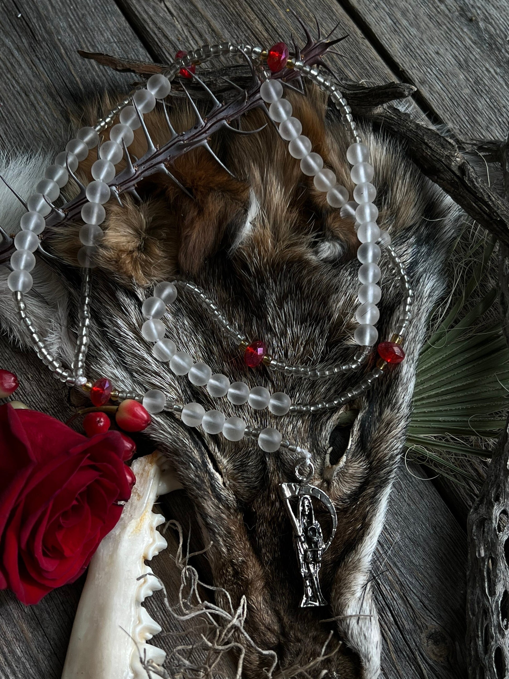 Santa Muerte Blanca Rosary + Blessed + Handcrafted in Mexico + Rosario