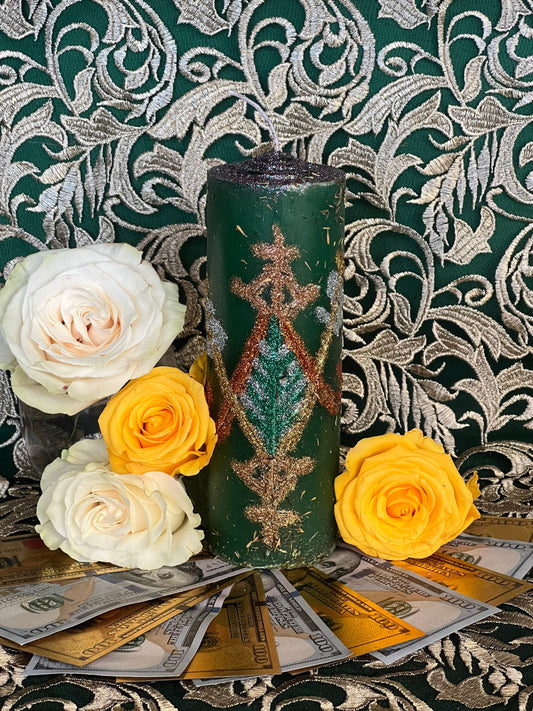 Ayizan Prosperity Hand-Carved Candle + Money + Better Business + More Customers + Llame Cliente + Fixed + Aizan