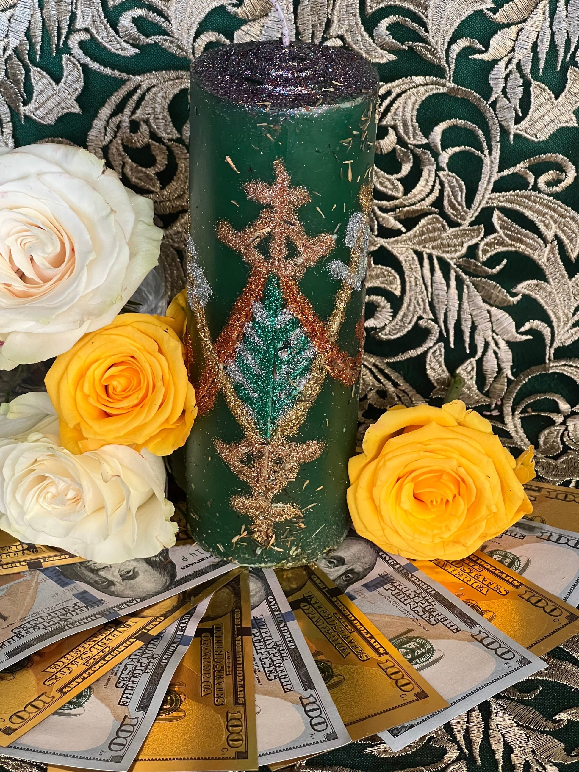 Ayizan Prosperity Hand-Carved Candle + Money + Better Business + More Customers + Llame Cliente + Fixed + Aizan