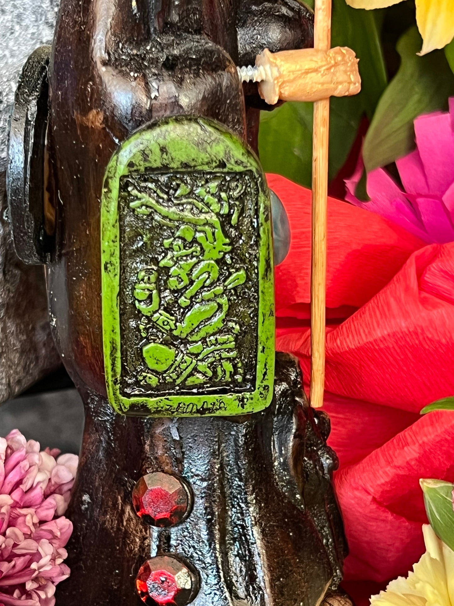 Santa Muerte Azteca Statue + 24K Gold + Baptized + Fixed + Made in Mexico + Aztek
