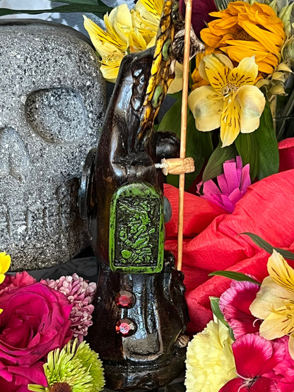 Santa Muerte Azteca Statue + 24K Gold + Baptized + Fixed + Made in Mexico + Aztek