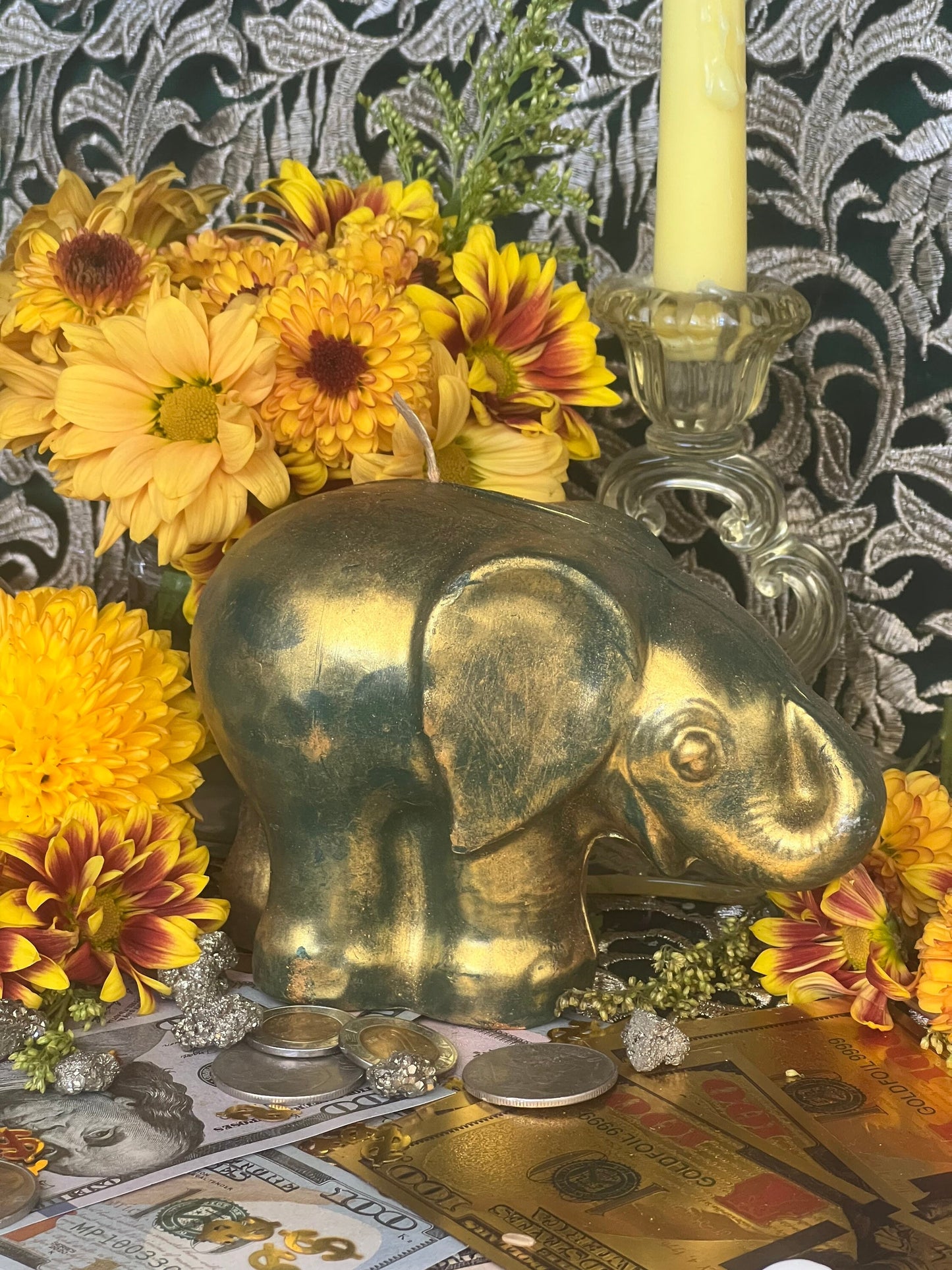 Elephant Candle + Lucky + 24K Gold Leaf + Make Money Moves