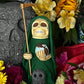 Santa Muerte Verde Statue + Green + Mictecacihuatl + Mictlantecihuatl + Traditionally Crafted from Mexican Clay + 1 of Kind + Made in Mexico