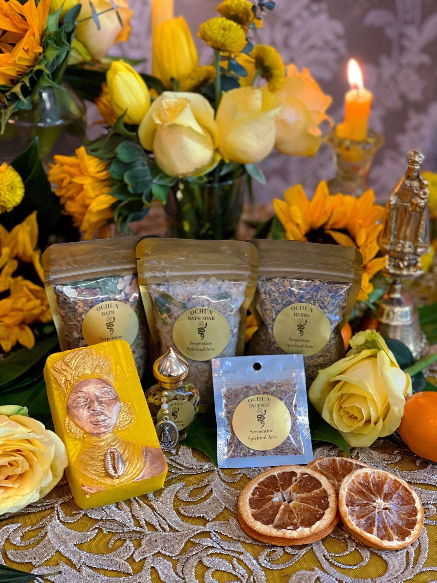 Oshun Ritual Set (Small) + African Spirit of Love & Prosperity + Ochun + Orisha + Santeria + Ifa