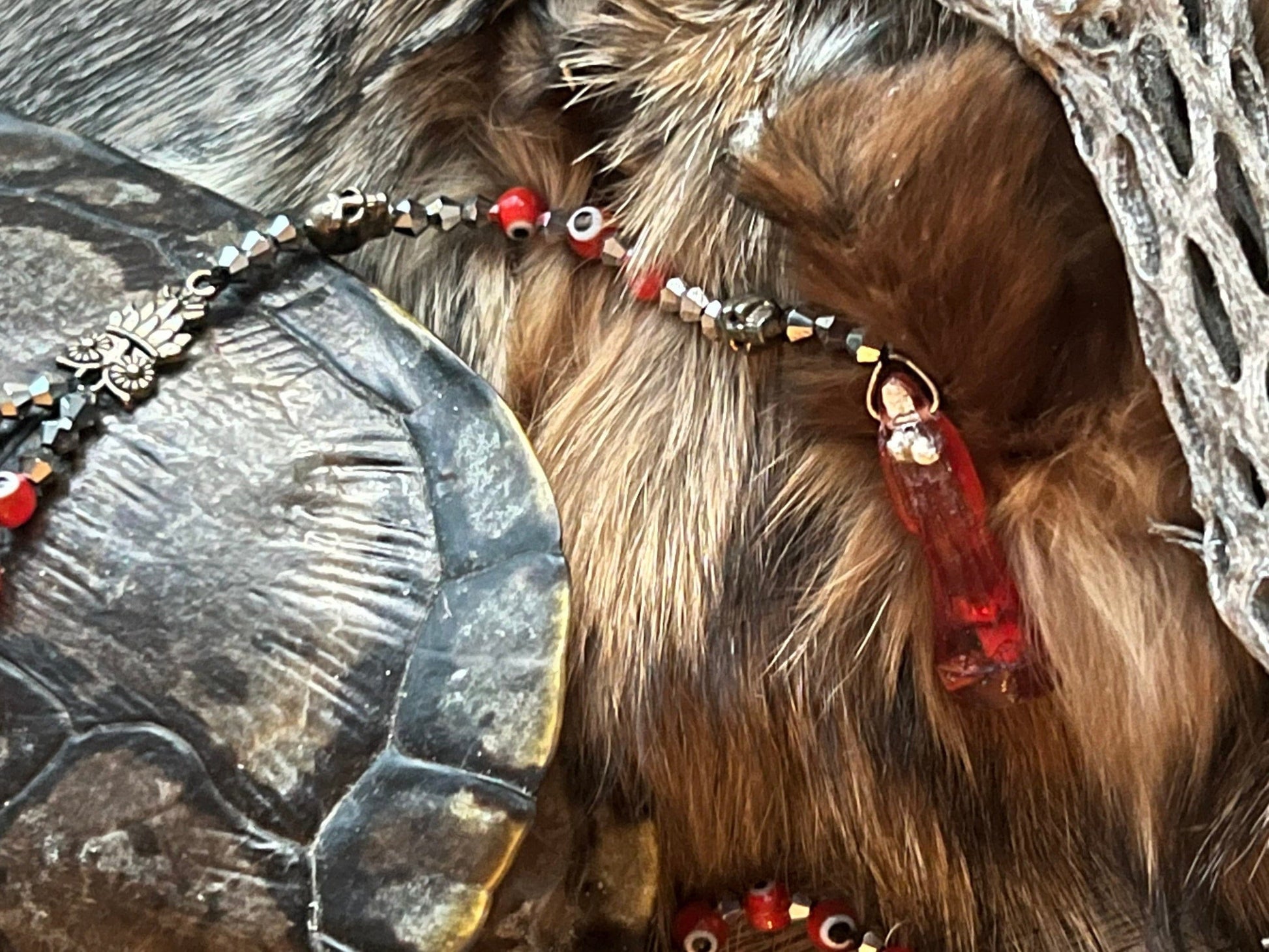 Santa Muerte Roja Evil Eye Rosary de Hilo + Love + Passion + Domination + Money + Handcrafted + Rosario
