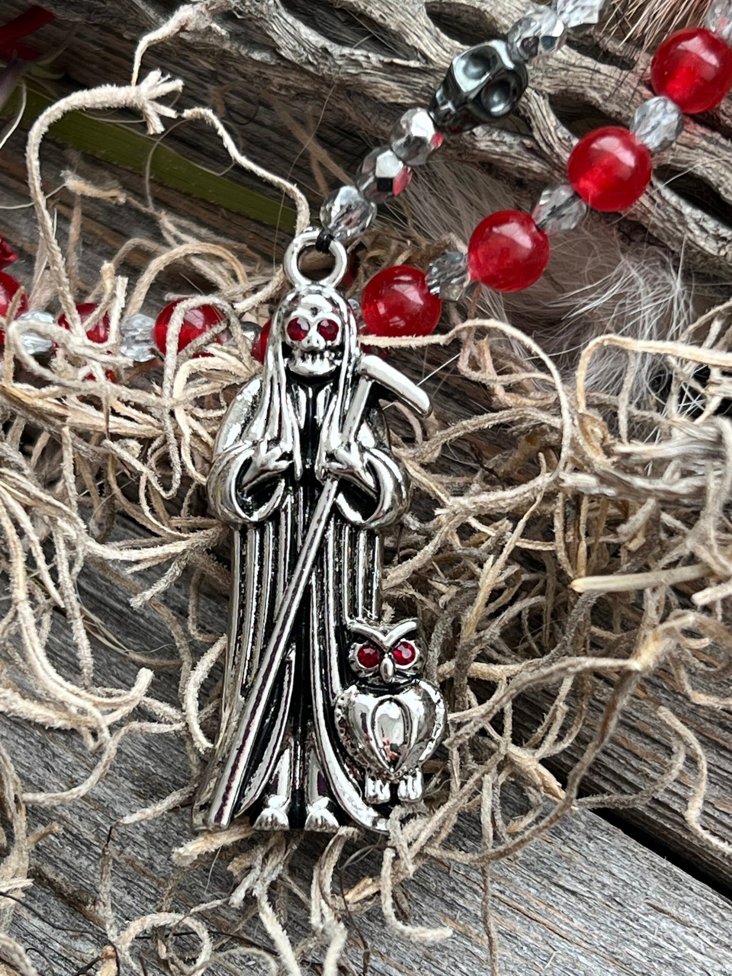 Santa Muerte Roja Rosary de Hilo + Carnelian + Handcrafted + Gemstone + Rosario
