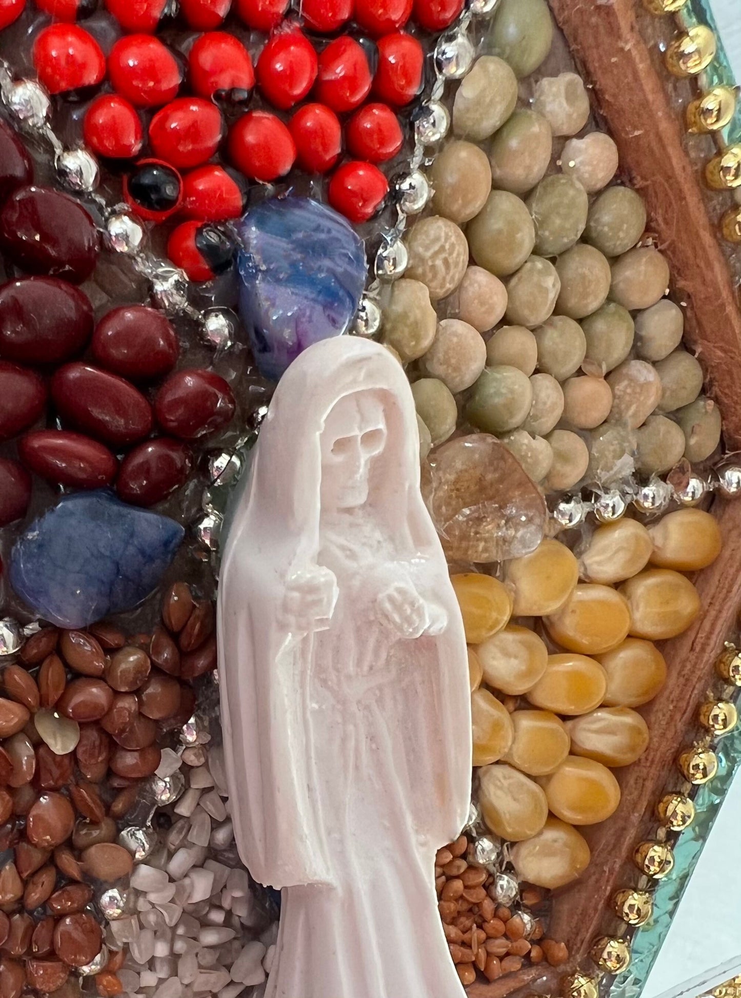 Santa Muerte Blanca Amulet + Protection + Blessed + Handcrafted + Made in Mexico + Prosperity + Mirror + Reversing + Evil Eye + 1 of a Kind