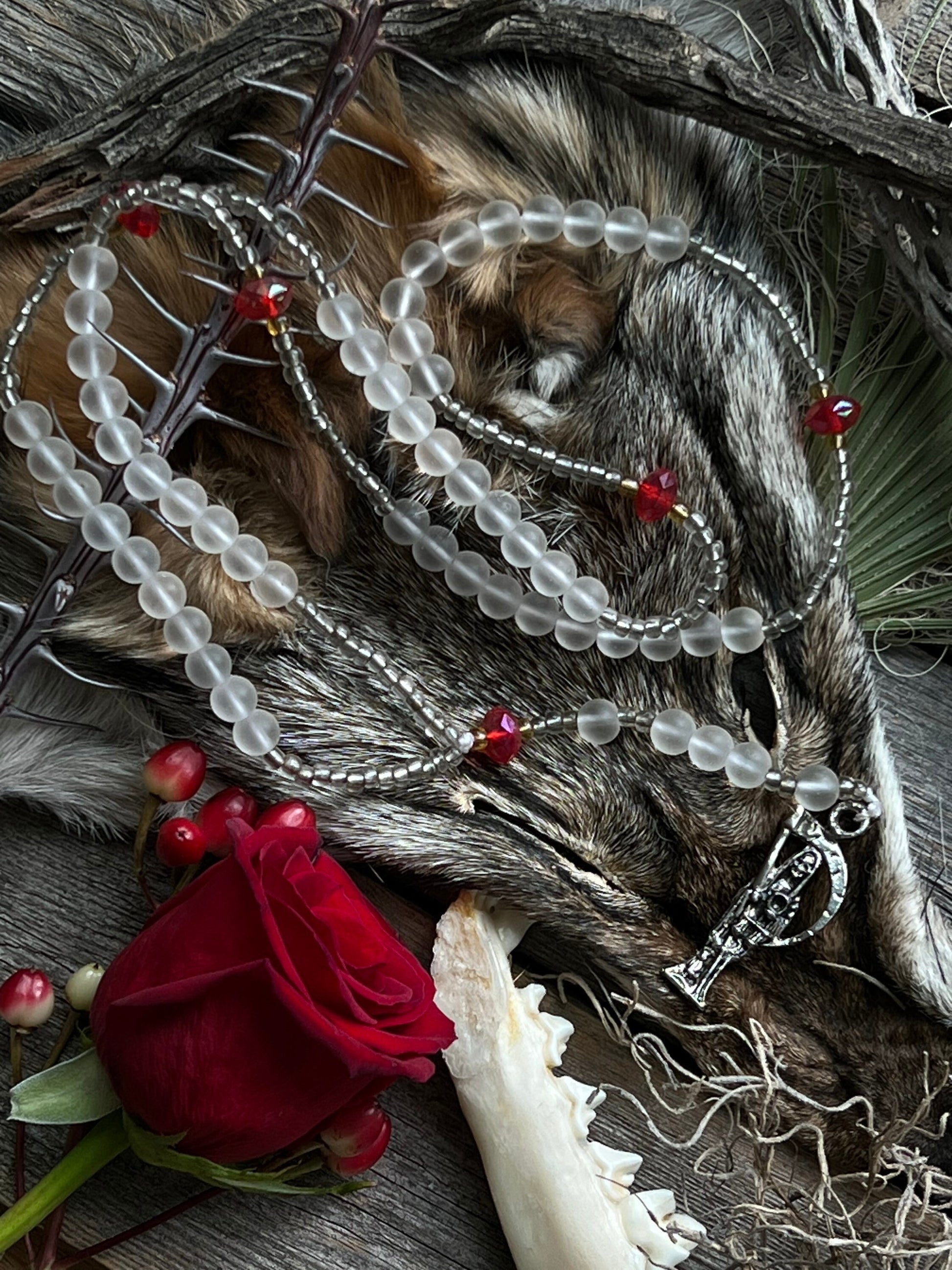 Santa Muerte Blanca Rosary + Blessed + Handcrafted in Mexico + Rosario