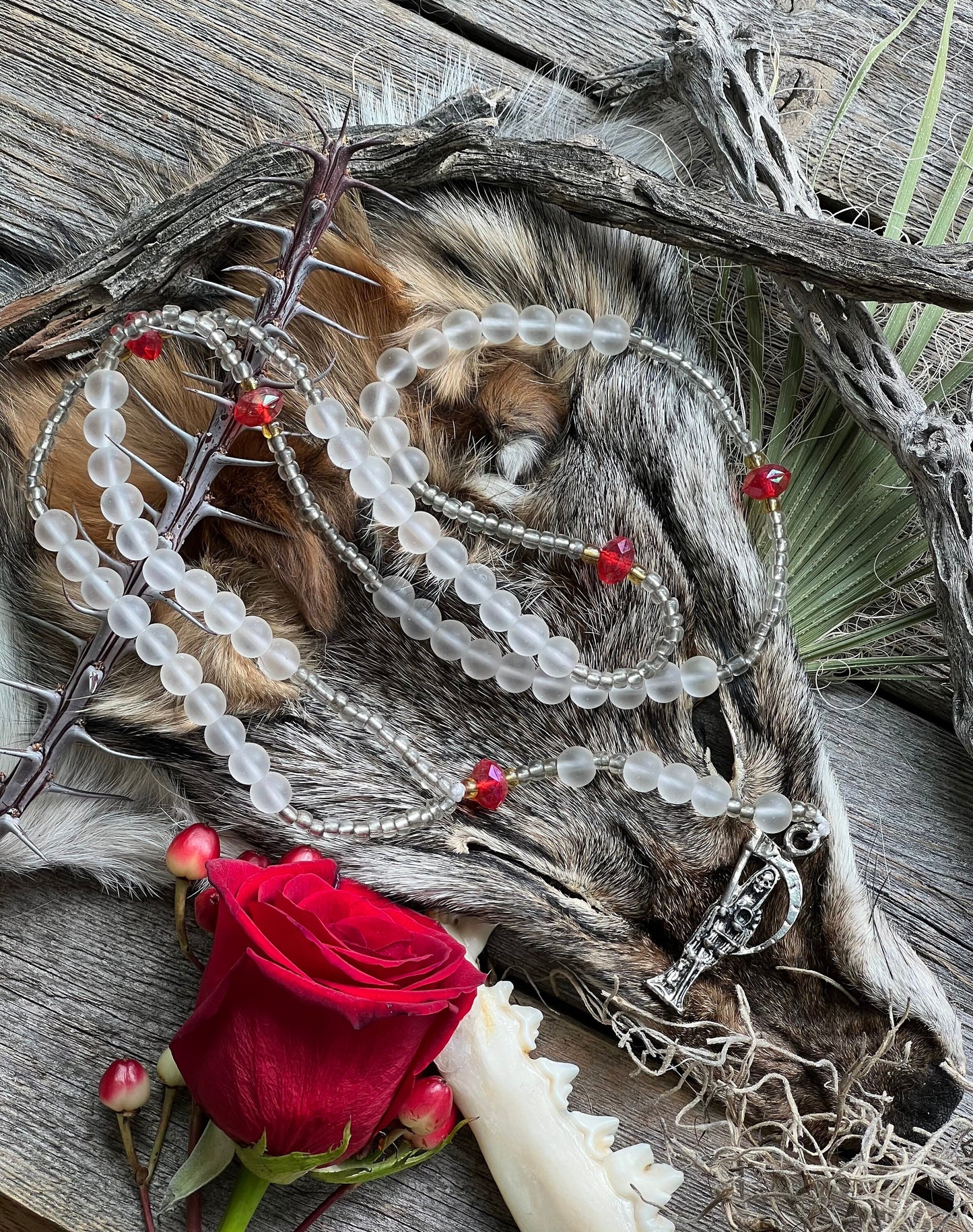 Santa Muerte Blanca Rosary + Blessed + Handcrafted in Mexico + Rosario