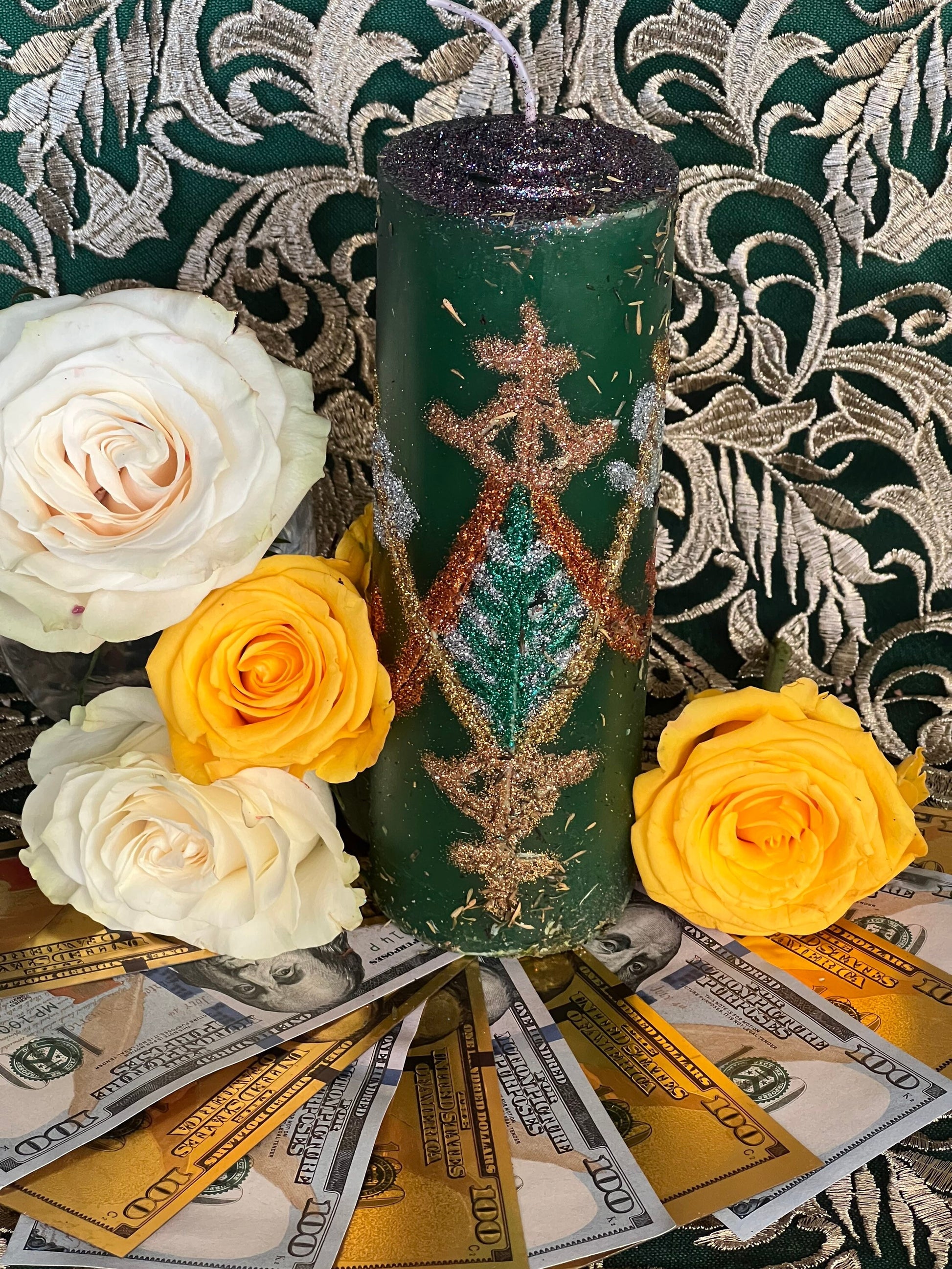 Ayizan Prosperity Hand-Carved Candle + Money + Better Business + More Customers + Llame Cliente + Fixed + Aizan