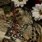 Santa Muerte Evil Eye Rosary + Traditional Colors + 3 Robes + Blessed + Handcrafted + Sterling Silver Plated Chain + Rosario + Tricolor