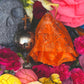 Santa Muerte Naranja Statue with Dress + Baptized + Fixed + Made in Mexico + Orange + Abre Camino + Transformation + Overcoming Addiction