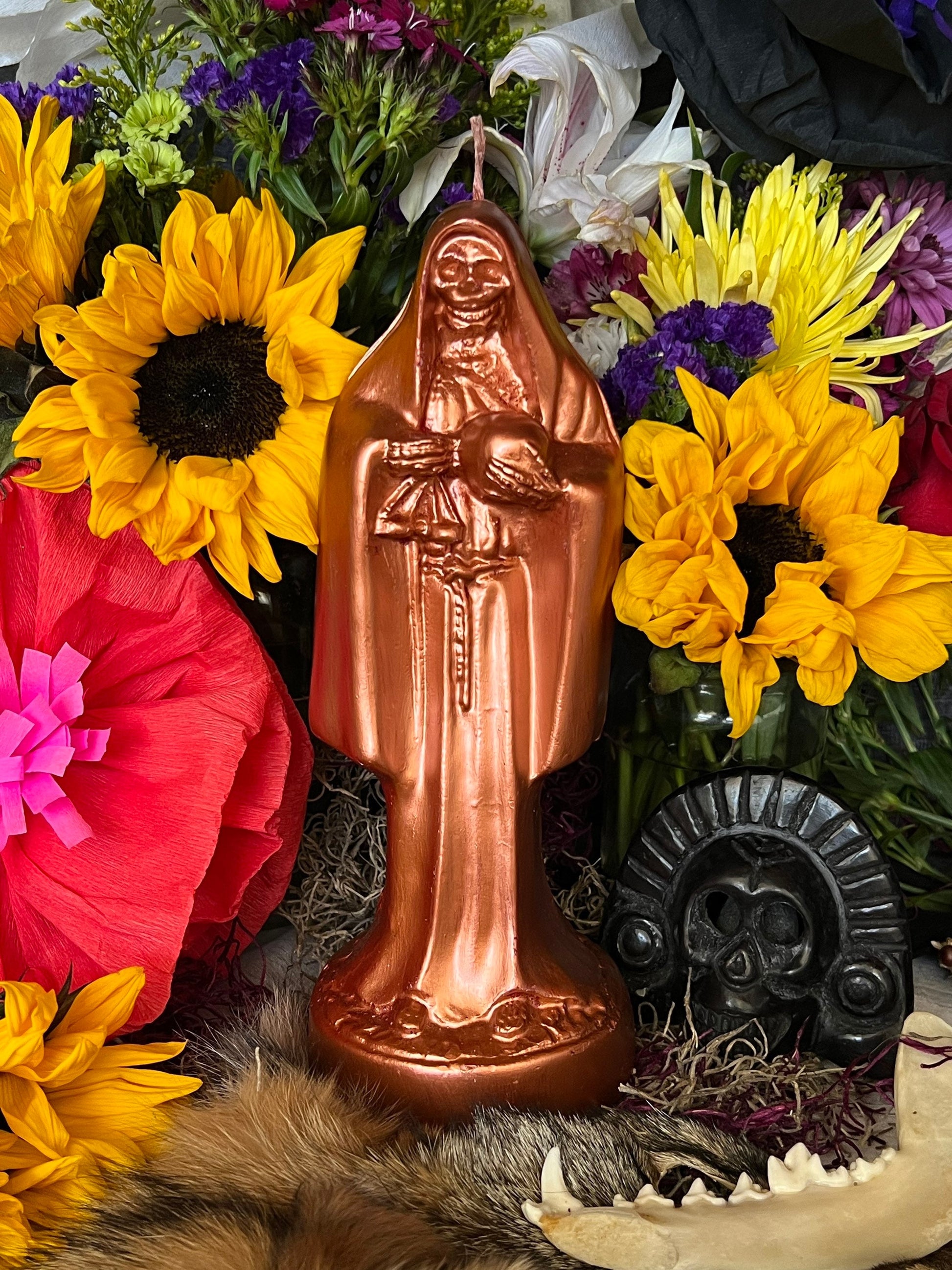 Santa Muerte Cobre Candle + Fast Luck + Blessed + Copper