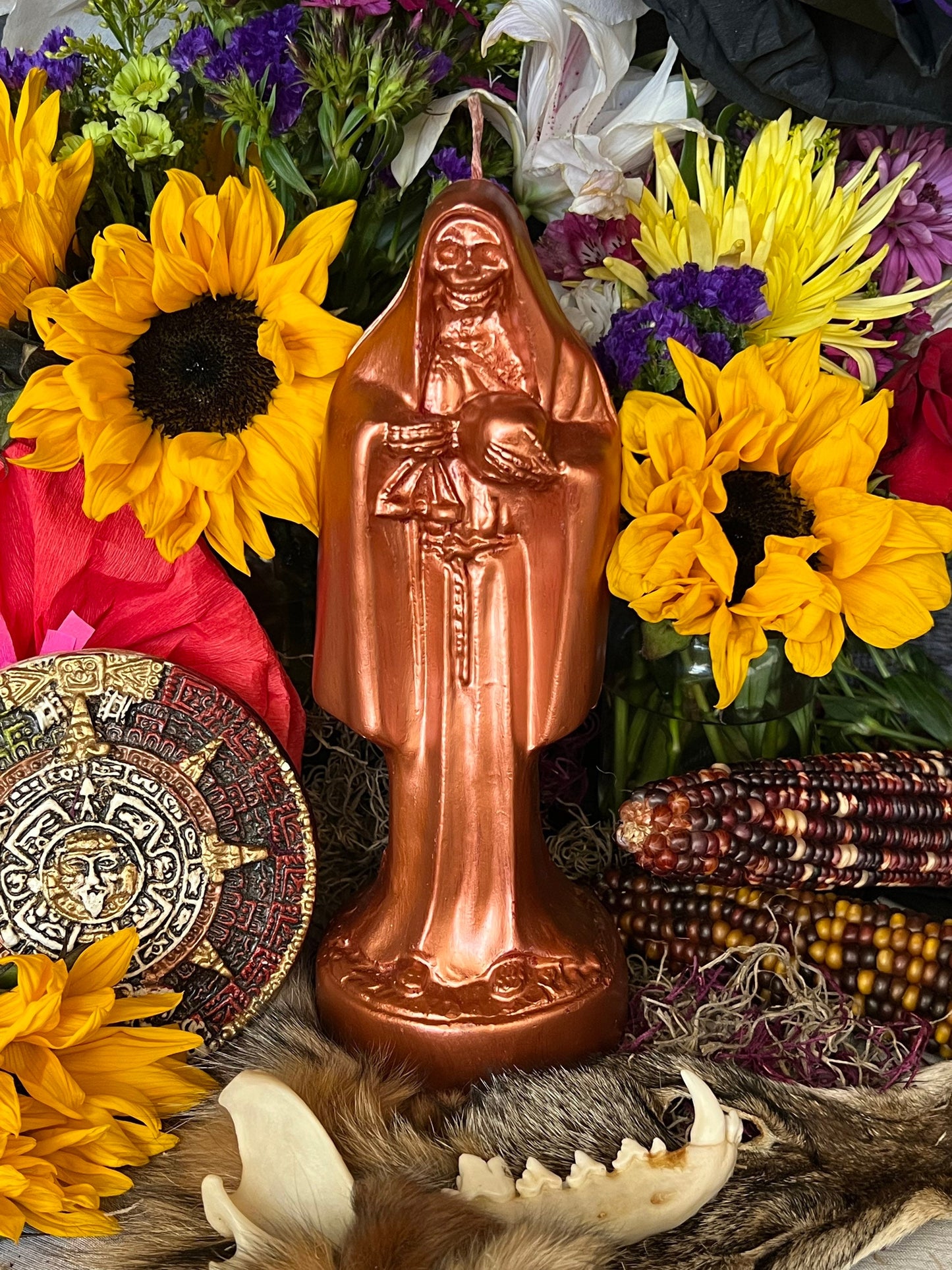 Santa Muerte Cobre Candle + Fast Luck + Blessed + Copper