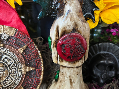 Santa Muerte Azteca Statue + 24K Gold + Baptized + Fixed + Made in Mexico