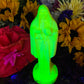 Neon Santa Muerte Figure Candle + Blessed + Glows under Blacklight