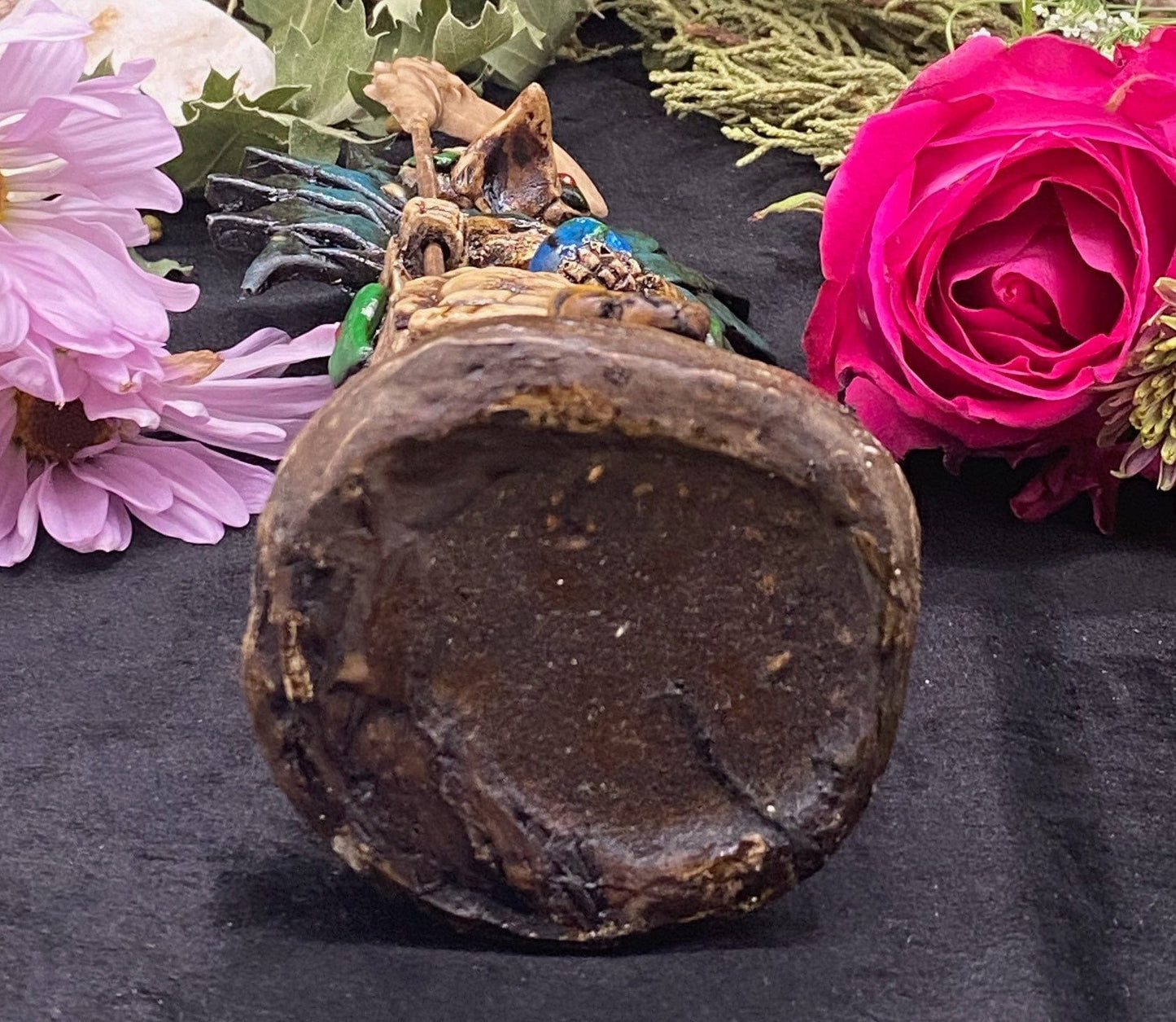 Santa Muerte Azteca Statue + 24K Gold + Baptized + Fixed + Made in Mexico