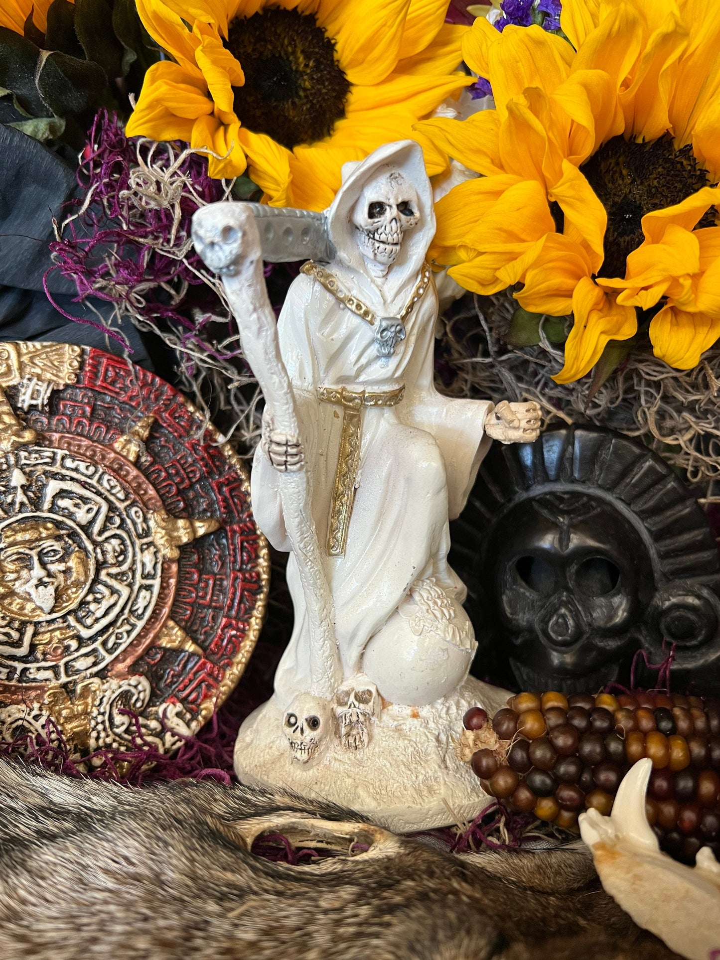 Santa Muerte Blanca Imperial Statue + Baptized + Fixed + Made in Mexico